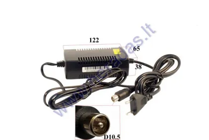 24V  Ličio jonų baterijų pakrovėjas .Tinka ,elektrinių riedlenčių,elektrinių dviračių, paspirtukų ir kt. įkrovimui. Jungtis RCA 29.4V 2A