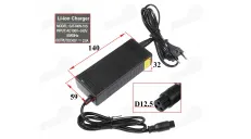 36V 2A pakrovėjas (išėjimas 42V) elektrinių paspirtukų, dviračių, jungtis GX16 keturračių, riedlenčių