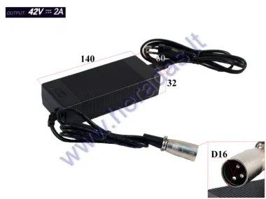 36V LITHIUM-ION BATTERY CHARGER. SUITABLE FOR ELECTRIC SKATEBOARD, ELECTRIC BICYCLE, for other electronic devices  (42V -2A) CONNECTION Cannon