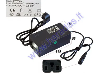 48V 20AH 2.6-3A Elektrinio triračio motorolerio pakrovėjas švino baterijoms  MS03, AIRO, ROCKY