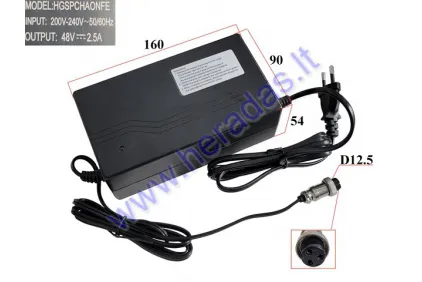 48V  2.5A Elektrinio motorolerio, keturračio pakrovėjas švino akumuliatoriams tinka CRUSADER
