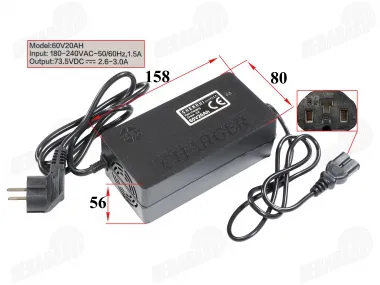 60V 20AH(išėjimas 73.5V  2.6-3.0A) Elektrinio triračio motorolerio pakrovėjas švino baterijoms MS03 , MS04, Epico, Comfimax