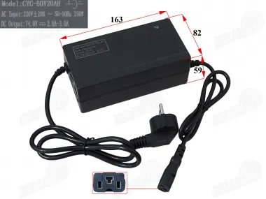 60V 20AH(išėjimas 74V  2.8-3.0A) Elektrinio  triračio motorolerio pakrovėjas švino baterijoms MS03, ,MS03ROF, MS04, Comfimax