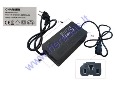 60V 3.5A 20AH-30AH ELEKTRINIO TRIRAČIO MOTOROLERIO PAKROVĖJAS ŠVINO BATERIJOMS MS03, MS04 ir kitiems el. motoroleriams, skuteriams krauti. Tinka grafeno ba