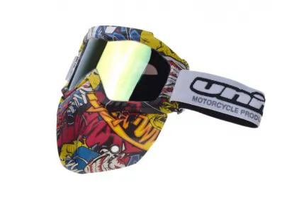 MOTORCYCLIST GOGGLES BLACK LENS FULL FACE UNIT 655 graphics