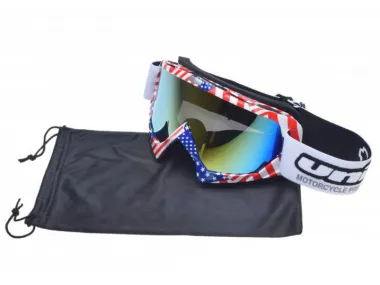 MOTORCYCLIST GOGGLES BLACK LENS UNIT 18 FLAG