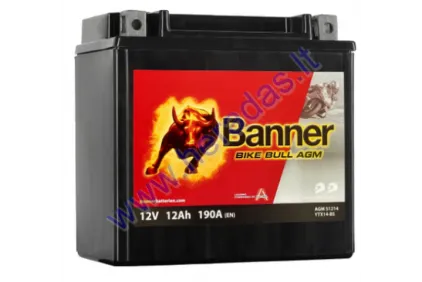 Battery 12Ah.180A 12V BANNER AGM YTX14-BS