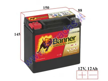 BATTERY 12Ah.200A 12V BANNER RUNNING BULL BACKUP AUX14 150X88X145