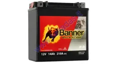 BATTERY 14Ah.210A 12V BANNER BIKE BULL AGM YTX14-BS 150X87X161MM