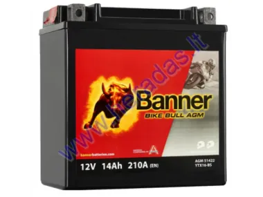 BATTERY 14Ah.210A 12V BANNER BIKE BULL AGM YTX14-BS 150X87X161MM