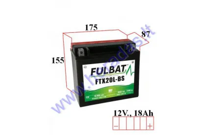 Battery 18AH 270A 12V FULBAT YTX20L-BS 175X87X155