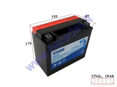 Akumuliatorius 18Ah motociklo 270A 12V ETX20HL-BS
