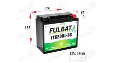 Battery for motorcycle 18Ah 310A 12V  FULBAT GTX20HL-BS  FTX20HL-BS Gel