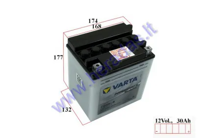 Motorcycle battery 30Ah 300A 12V YB30L-B