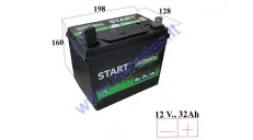 BATTERY FOR LAWN MOWERS, TRACTOR WITH STANDARD ELECTRICAL EQUIPMENT START GARDEN 12V 32AH 280A 198x128x184