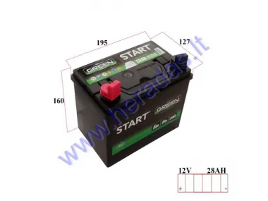 Battery for lawn mowers, tractor with standard electrical equipment  START GARDEN 12V 28AH 250A 196x128x184