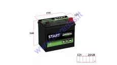 Battery for lawn mowers, tractor with standard electrical equipment START GARDEN 12V 28AH 250A 196x128x184