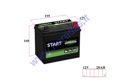 Akumuliatorius vejapjovės, žoliapjovės, traktoriuko START GARDEN 12V 28AH 250A 196x128x184 su standartine elektros įranga