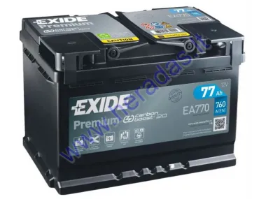 Car battery 77Ah tr.760A EXIDE EA770 278x175x190