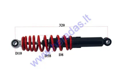 SHOCK ABSORBER FOR ATV QUAD BIKE 110-125 ATV L320 SPRING DIAMETER D8 FITS WARRIOR, FRONT