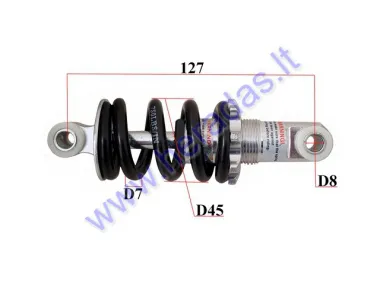 Shock absorber for ATV quad bike, motorcycle up to 50cc L127 spring diameter 7