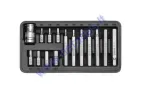 15 piece hexagon bit set  H4, H5, H6, H7, H8, H10, H12 L=30mm, L=70mm