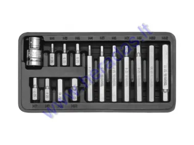 15 piece hexagon bit set  H4, H5, H6, H7, H8, H10, H12 L=30mm, L=70mm