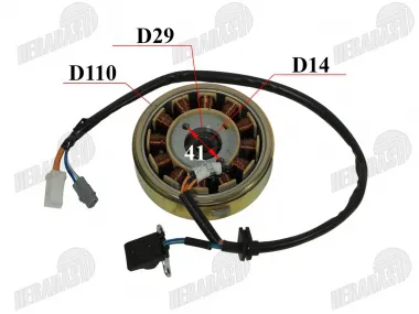 Apvija, apvijos generatoriaus 12 polių motoroleriui  D88 su magnetu FLASH50 RUBI50