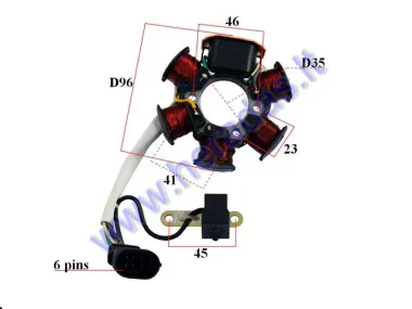 MAGNETO/STATOR 6 COILS FOR SCOOTER 2T Piaggio/Gilera/Derbi/ Vespa 50cc  FROM 2000-