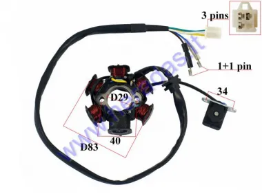 MAGNETO/STATOR 6 COILS FOR motocycle Kymco Super Duke, Sym Movie,Atilla 125/150cc 4T  3+2