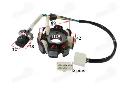 Magneto/stator 8 coils for motorcycle, quad bike, scooter 125CC 156FMI engine