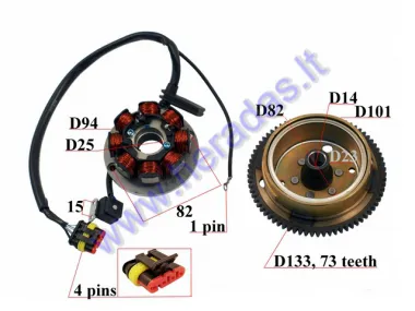 MAGNETO/STATOR WITH ROTOR FOR SCOOTER AM6,Derbi,Yamaha,Aprilia