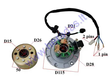 Magneto/stator with rotor for scooter ZS154FMI-2  5 wire