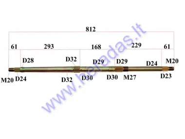 Rear axle for 200-250cc ATV quad bike