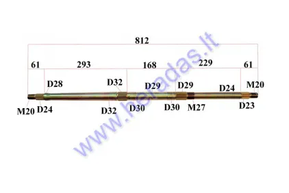 Rear axle for 200-250cc ATV quad bike