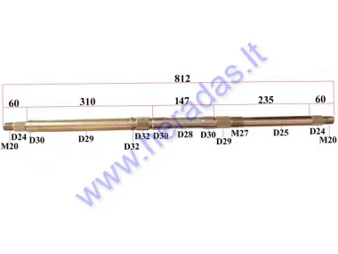 Rear axle for 200-250cc ATV quad bike D30/27