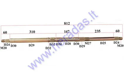 Rear axle for 200-250cc ATV quad bike D30/27