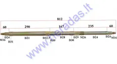 Rear axle for 200-250cc ATV quad bike D30/27 M16