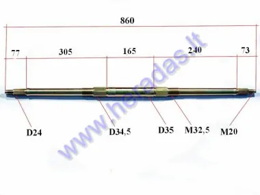 Rear axle for 200-250cc ATV quad bike