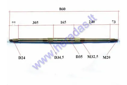 Rear axle for 200-250cc ATV quad bike