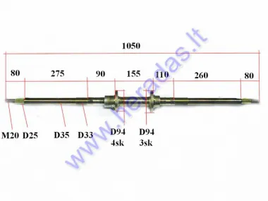 Rear axle for 250cc ATV quad bike