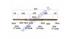 Rear axle for ATV quad bike up to 125cc