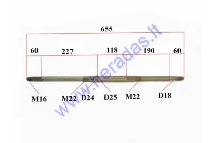 Rear axle for ATV quad bike up to 125cc Rear axle for ATV quad bike up to 125cc