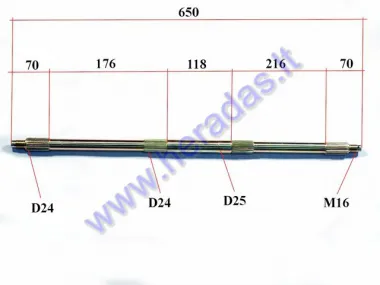Rear axle for ATV quad bike up to 150cc