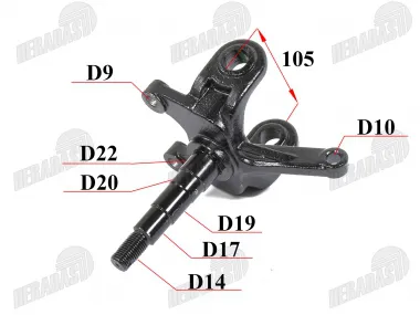 Front left stub axle for quad bike