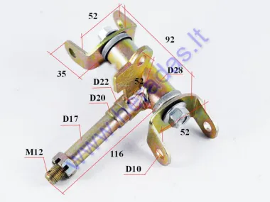 Front left side stub axle for quad bike