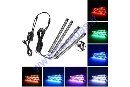 Automobilinis apšvietimas LED USB po kojomis valdomas programėle HappyLighting