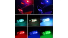 Automobilio salono apšvietimo lemputė RGB 5050 SMD valdoma pulteliu 12v T10 2W LED