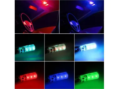 T10 LED BULB RGB CAR PARKING LIGHT WITH REMOTE CONTROL 5050 SMD 2v 2W