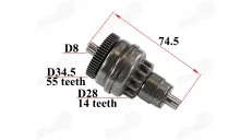 Bendeksas motorolerio 50cc Piaggio 14/55 dantys, L74,5mm Piaggio, Aprilia, Derbi, Gilera, Vespa